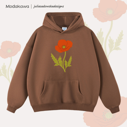 MODAKAWA X juliasadowskadesigns Fleecegefütterter Hoodie mit Blumenmuster - Brown - 2XL - image 3
