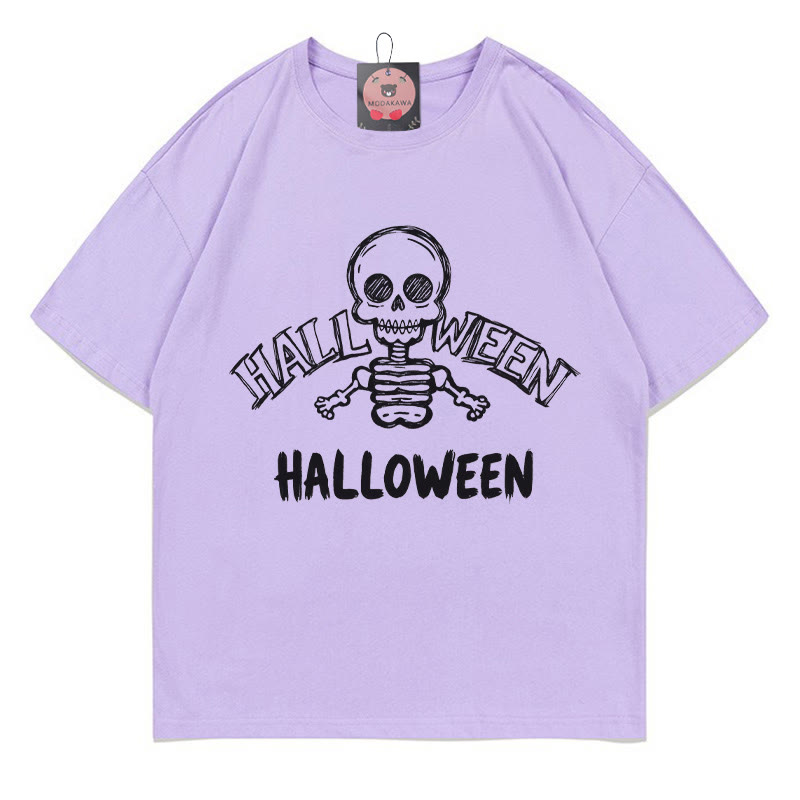 Halloween-T-Shirt mit Totenkopf-Print - Purple - 5XL - image 4