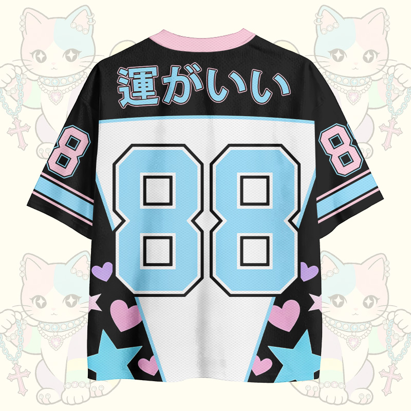 Tarot-Katzen-Zahlen-Grafik Modakawa Vintage Mesh Jersey T-Shirt - image 2