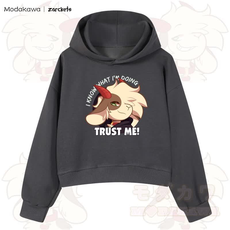MODAKAWA X zarckets TRUST ME Goat Graphic Cropped Cotton Hoodie - Dunkelgrau - 3XL - image 7