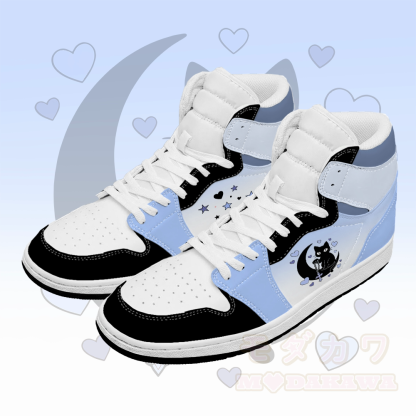 Modakawa High Top Canvas Schuhe mit schwarzer Katzengrafik - Schwarz & Blau - 48 - image 3