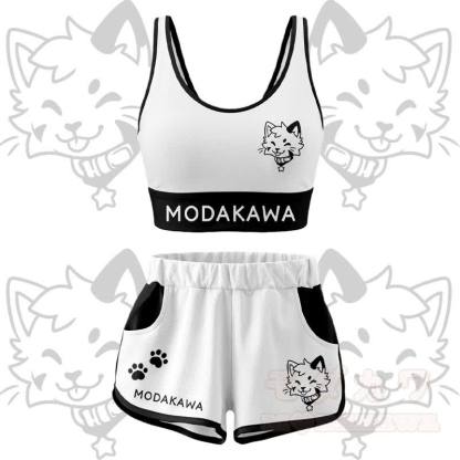 Kitty Graphic Crop Tank Sport Top Shorts Bikini Modakawa Matching Outfit - Weißes Set - 4XL - image 12