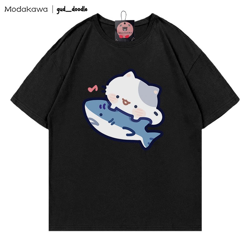 MODAKAWA X gud_doodle T-Shirt mit Kitty-Hai-Print - Black - 5XL - image 5