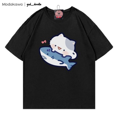 MODAKAWA X gud_doodle T-Shirt mit Kitty-Hai-Print - Black - 5XL - image 5