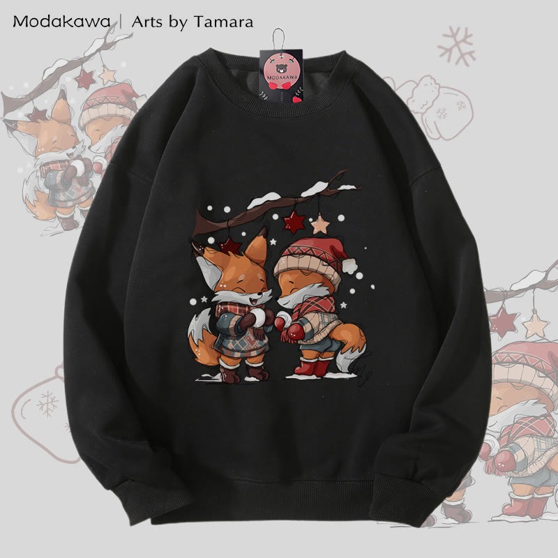 MODAKAWA X Arts by Tamara Fox „Playing With Snowballs“ Weihnachtsmotiv Unisex-Sweatshirt - Black - 5XL - image 4