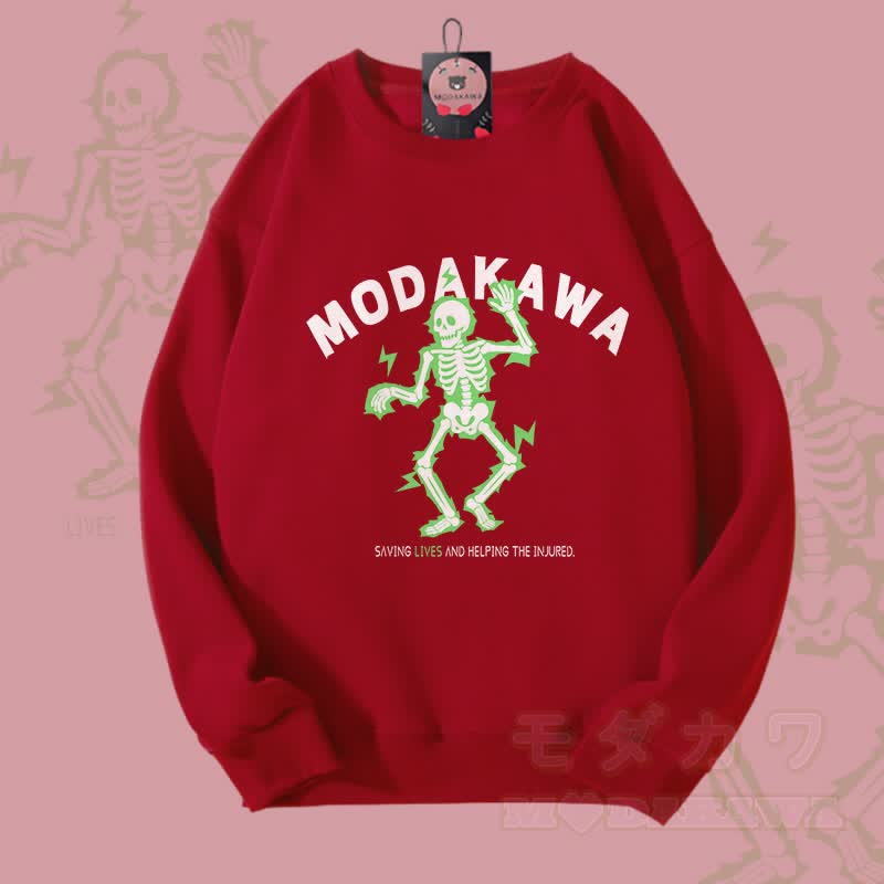 MODAKAWA Unisex-Sweatshirt mit elektrisiertem Totenkopf-Motiv - Weinrot - 5XL - image 5