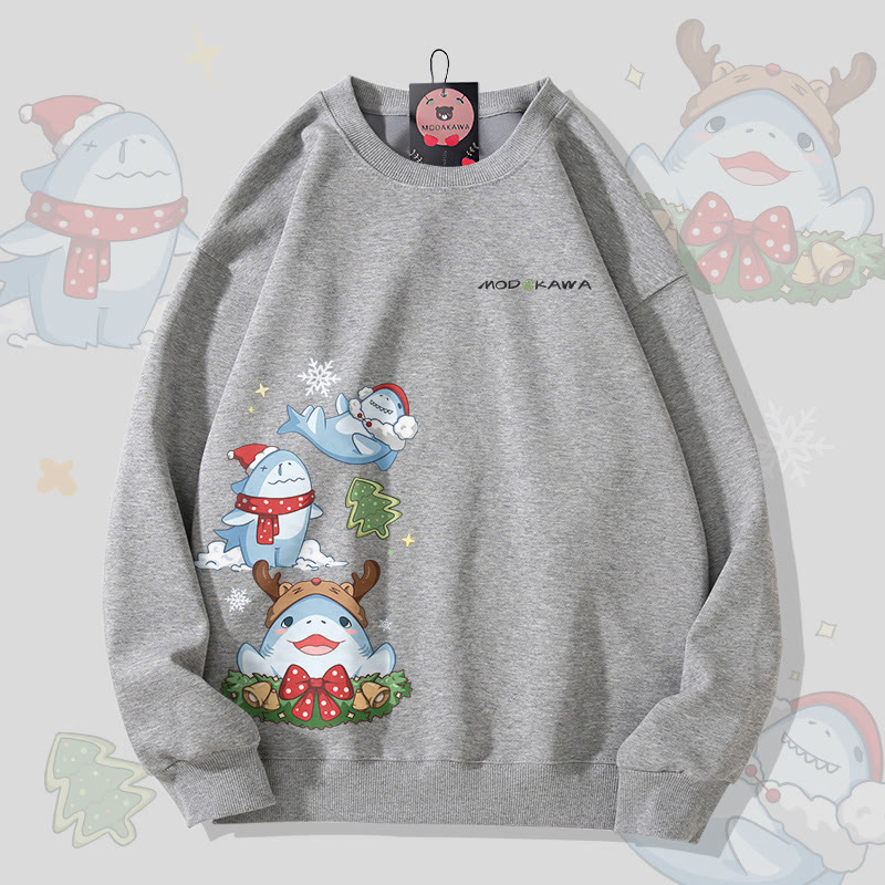 MODAKAWA Unisex-Sweatshirt mit Weihnachtshai-Motiv - Dark Grey - 5XL - image 3