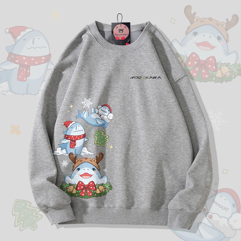 MODAKAWA Unisex-Sweatshirt mit Weihnachtshai-Motiv - Dark Grey - 5XL - image 3