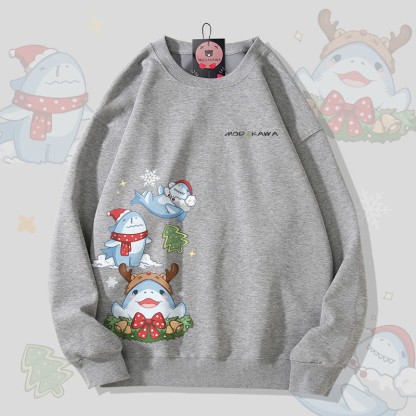 MODAKAWA Unisex-Sweatshirt mit Weihnachtshai-Motiv - Dark Grey - 5XL - image 3