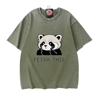 Hol dir dieses Panda-Grafik-Modakawa-Vintage-T-Shirt aus 100 % Baumwolle (gewaschen). - Green - 5XL - image 8