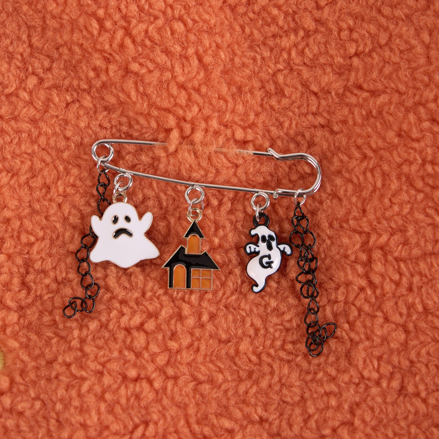 Halloween-Sicherheitsnadel-Brosche – Hexenkatze, Kürbis- und Spinnennetz-Anhänger, gruseliges Accessoire für Taschen und Mäntel - D - One Size - image 4