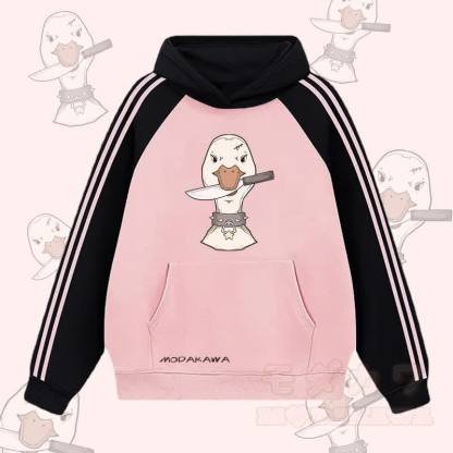 MODAKAWA Kapuzenpullover mit Goose- und Messermotiv, Farben -Design, Fleece-gefüttert - Rosa - 2XL - image 3