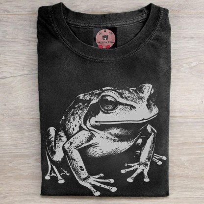 MODAKAWA Frosch-Grafik Unisex Vintage Washed T-Shirt - Black - 5XL - image 4