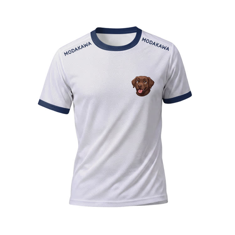 Labrador-Grafik-Sport-T-Shirt, Shorts mit Kordelzug, Modakawa-Passform - White Top - 5XL - image 4
