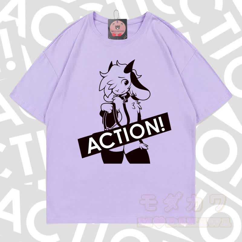 MODAKAWA X zarckets ACTION Goat Graphic 100% Baumwoll-T-Shirt - Hellviolett - 5XL - image 9