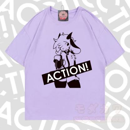 MODAKAWA X zarckets ACTION Goat Graphic 100% Baumwoll-T-Shirt - Hellviolett - 5XL - image 9