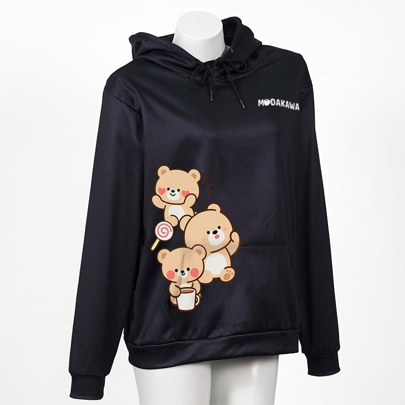 Modakawa Hoodie mit Bärenmotiv und Buchstabenprint - Black - 5XL - image 4