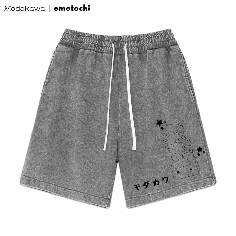 Stacked – Shorts mit „Sleeping Kitty“-Grafik im Vintage-Look - Grau - 3XL - image 4