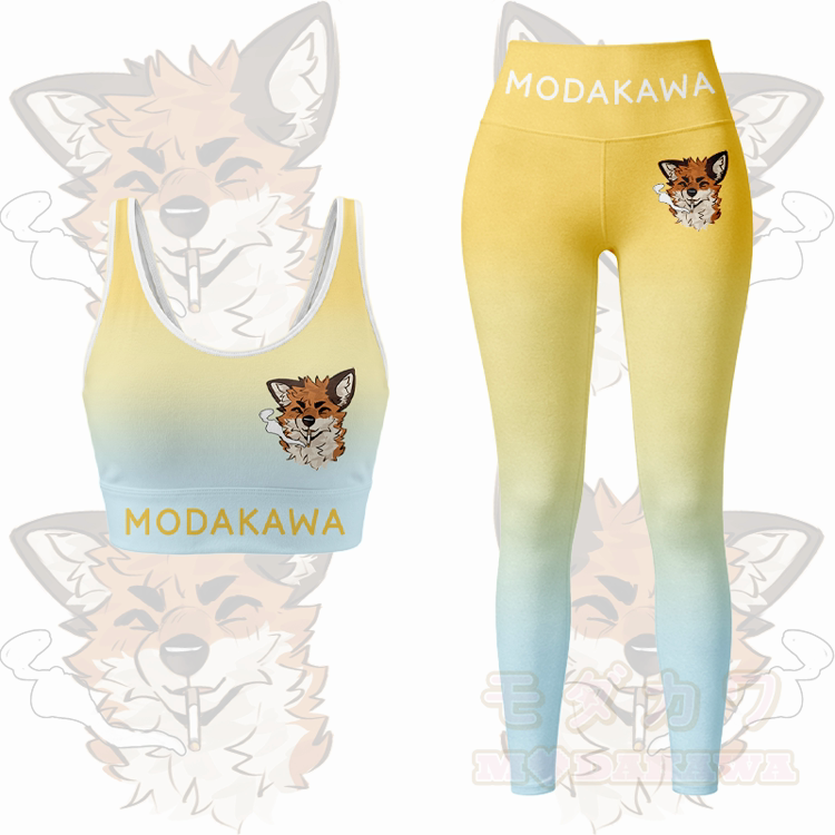 MODAKAWA X atka Smoking Fox Sport-BH-Top mit Farbverlauf und passender Leggings - Gelbes Set - 5XL - image 12