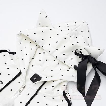 Hochwertige, strapazierfähige Kapuzenjacke mit Polka-Dot-Muster, Schleife und Reißverschluss - image 4
