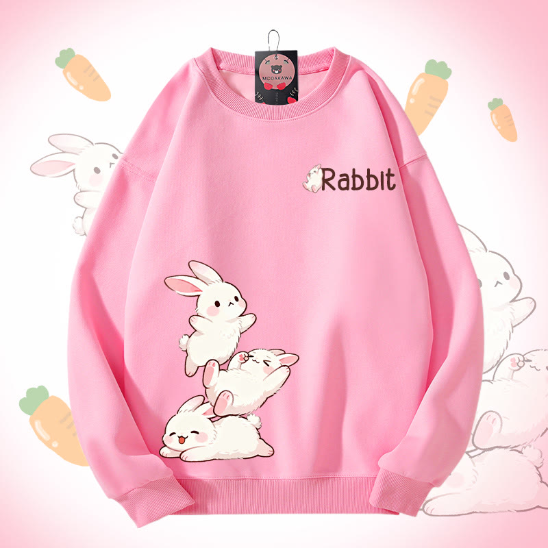 MODAKAWA Unisex-Sweatshirt mit verspieltem Hasenmotiv - Pink - 5XL - image 3