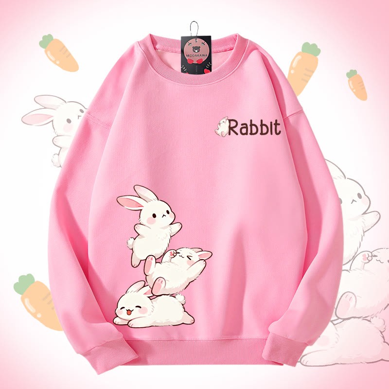 MODAKAWA Unisex-Sweatshirt mit verspieltem Hasenmotiv - Pink - 5XL - image 3