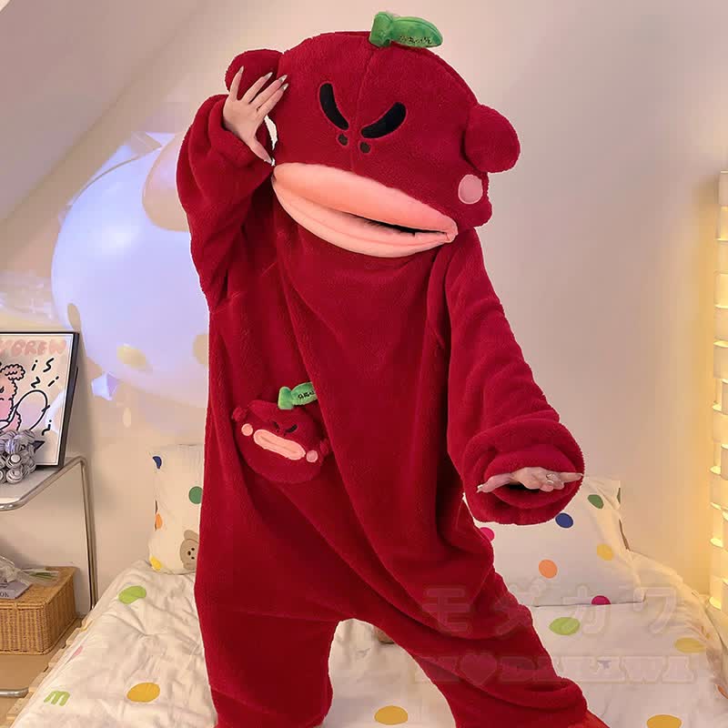 Plüsch-Kapuzen-Einteiler mit Fruchtmonster-Motiv - image 5