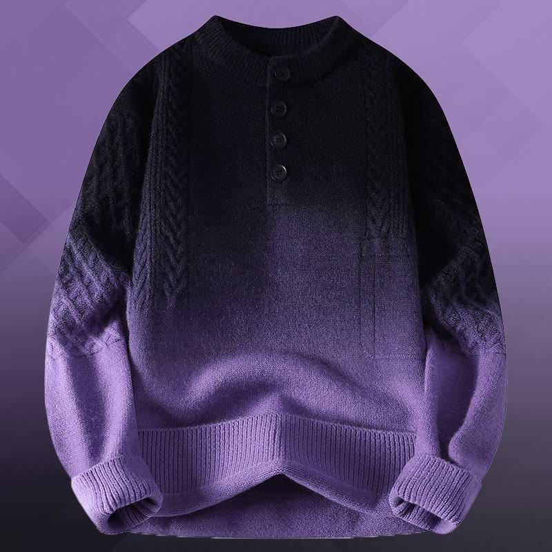 Zweiteiler: Farbverlauf-Zopfstrickpullover und Jeans - Purple Sweater - 3XL - image 9