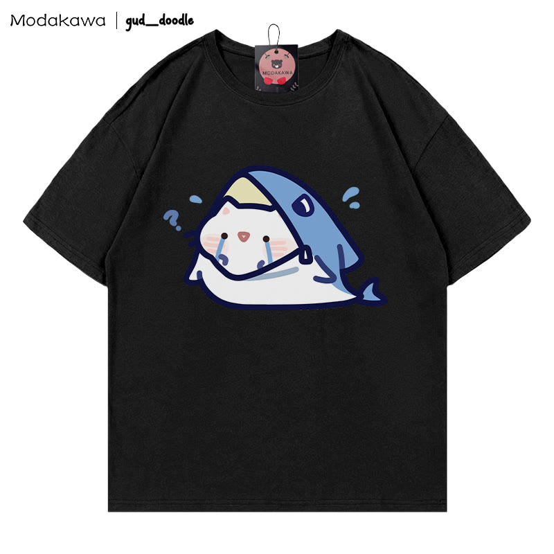 MODAKAWA X gud_doodle T-Shirt mit Kitty-Hai-Print - Black - 5XL - image 7