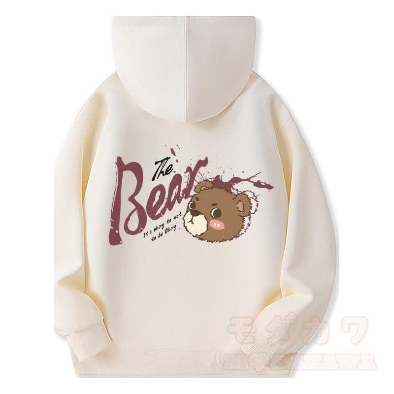 MODAKAWA IT'S OKAY TO NOT BE OKAY Kapuzenpullover mit Bären-Grafik und Reißverschluss - Beige - 5XL - image 4