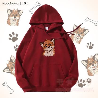 Kapuzenpullover mit lustigem Fuchs-Motiv und Fleecefutter - Rot - 5XL - image 7