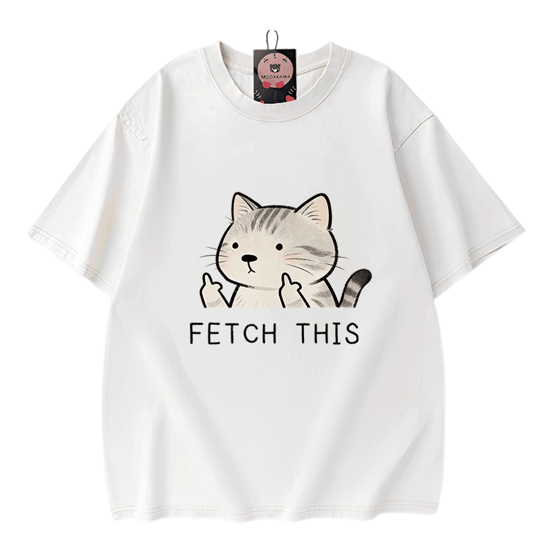 Hol dir dieses Modakawa Vintage-T-Shirt mit Katzenmotiv aus 100 % Baumwolle (gewaschen). - White - 5XL - image 3