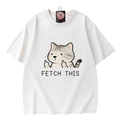 Hol dir dieses Modakawa Vintage-T-Shirt mit Katzenmotiv aus 100 % Baumwolle (gewaschen). - White - 5XL - image 3