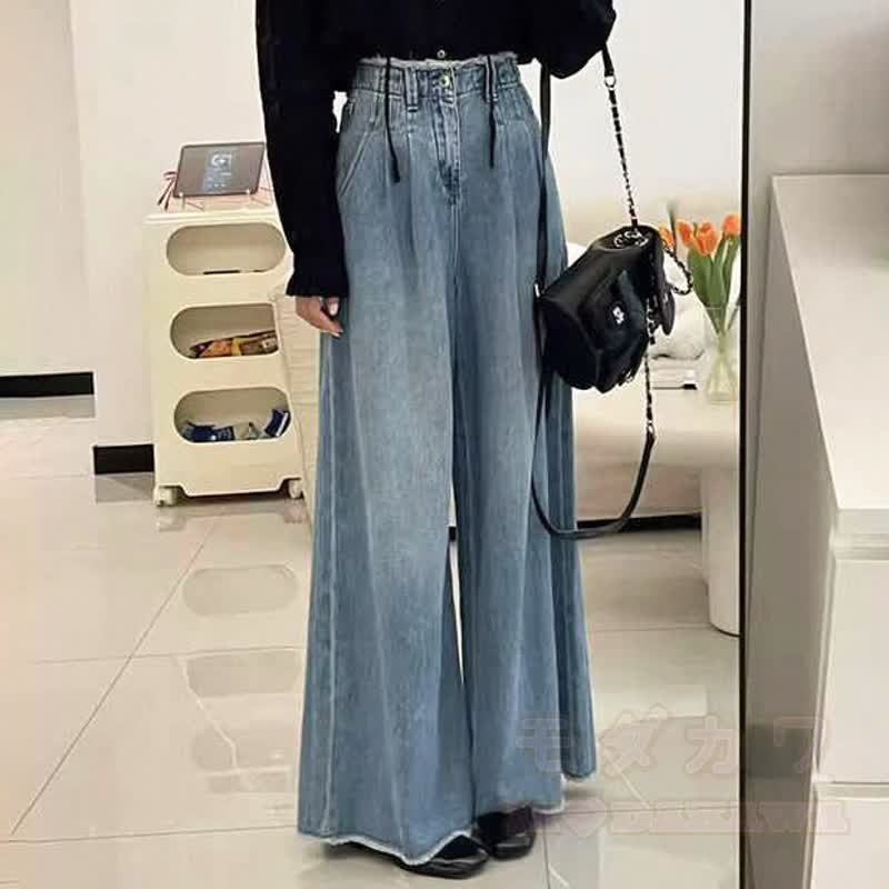 Zweiteiliges Set aus lässigem Kurzarm-Top mit Rüschensaum in Farben -Optik und weitem Jeansbein - Hose B - 3XL - image 6