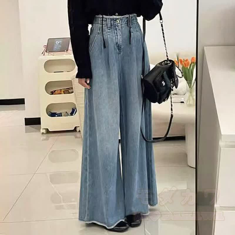 Zweiteiliges Set aus lässigem Kurzarm-Top mit Rüschensaum in Farben -Optik und weitem Jeansbein - Hose B - 3XL - image 6