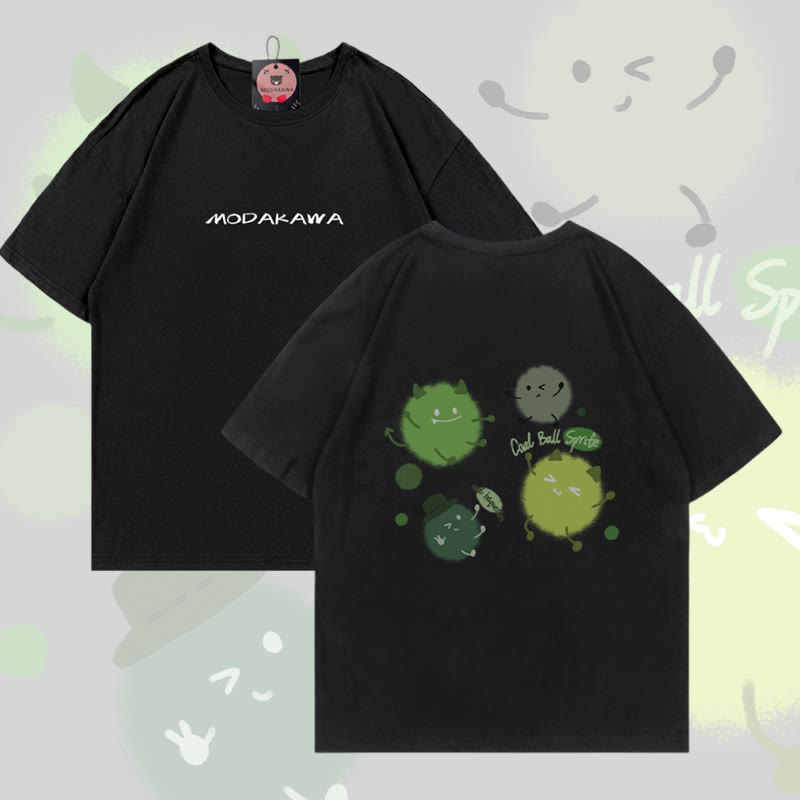 Niedliches Modakawa Baumwoll-T-Shirt mit Keim-Grafik - Black - 5XL - image 4