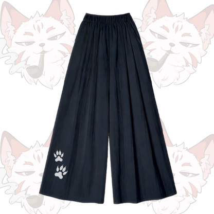 Smoking Fox Grafik-T-Shirt mit U-Ausschnitt, weite Hose, Modakawa passendes Outfit - Black Pants - XL - image 6