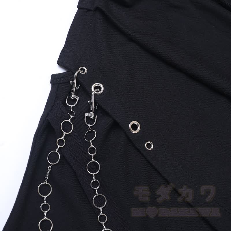Ärmelloses Top im Gothic-Stil mit drapiertem Kragen und Metallkettenverzierung - image 10