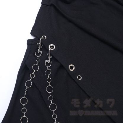 Ärmelloses Top im Gothic-Stil mit drapiertem Kragen und Metallkettenverzierung - image 10
