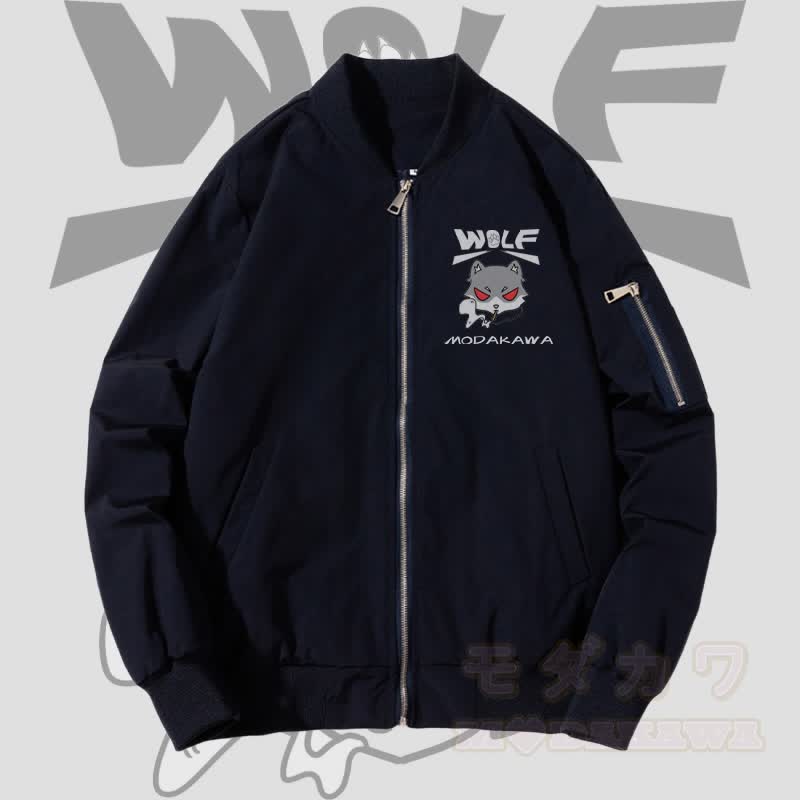 MODAKAWA Smoking Wolf Graphic Zip Up Outerwear Jacket - Verdickt - Purpurblau - 4XL - image 3