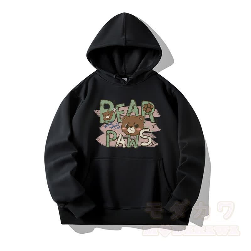BEAR PAWS – Kapuzenpullover mit süßem Bären-Motiv und Fleecefutter - Schwarz - 6XL - image 4