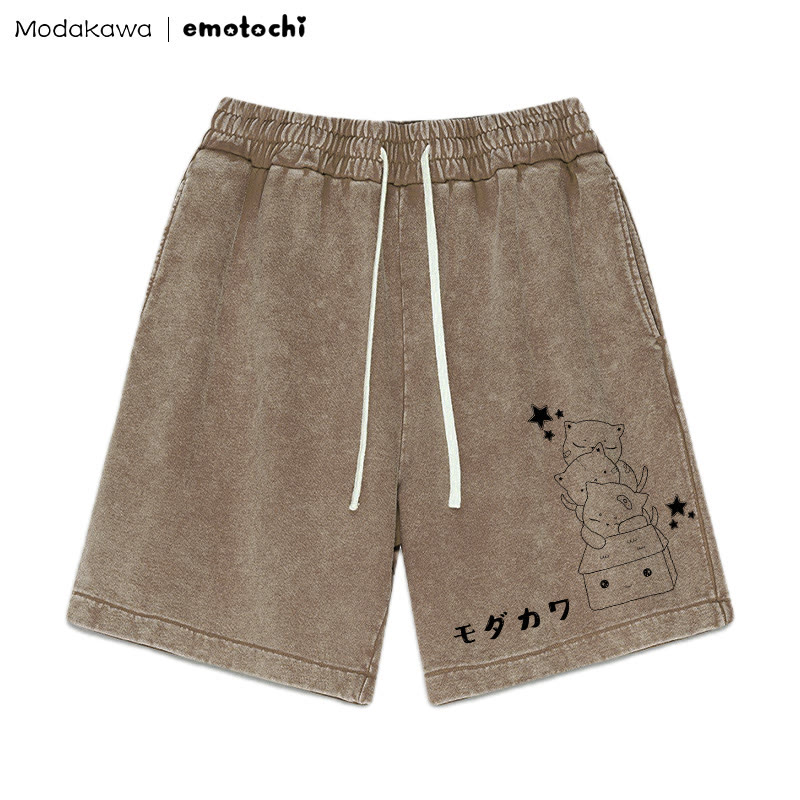 Stacked – Shorts mit „Sleeping Kitty“-Grafik im Vintage-Look - Braun - 3XL - image 5