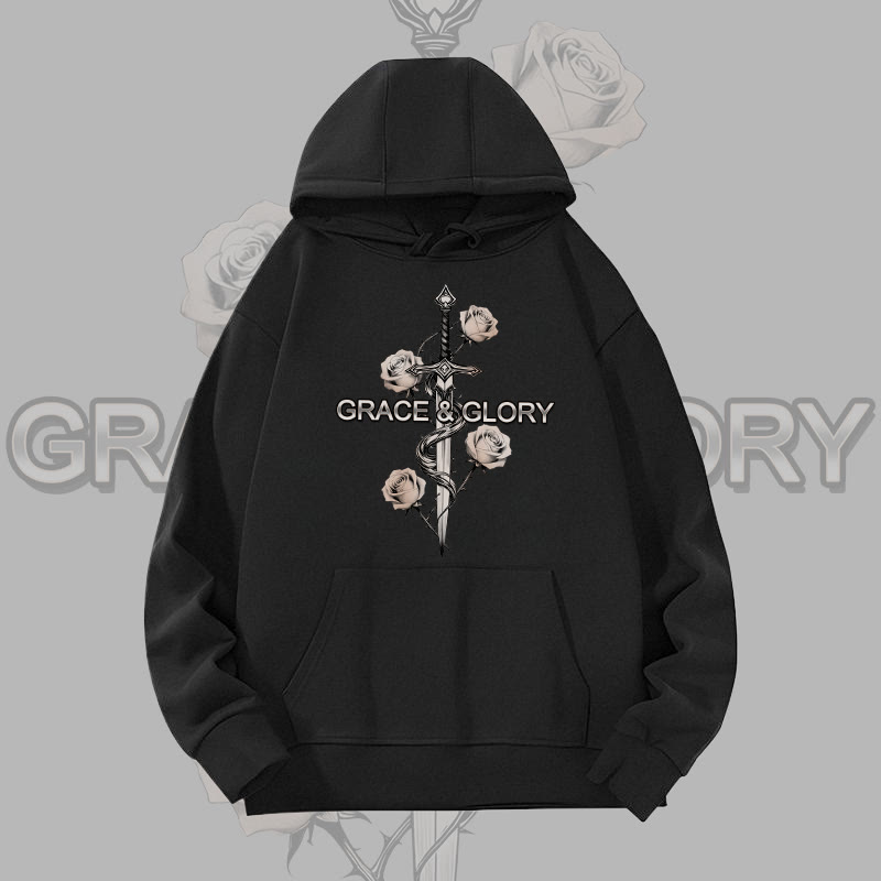 MODAKAWA GRACE GLORY Gothic Rose Sword Graphic Heavyweight Hoodie - Black - 2XL - image 5