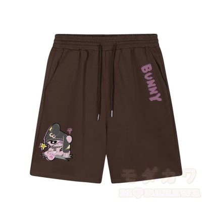 Unhappy Bunny Grafik Dunkle Ästhetische Shorts - Braun - 5XL - image 3