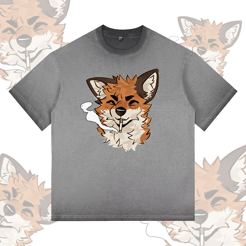 MODAKAWA X atka Fox Wants Meat Grafik-T-Shirt aus 100 % Baumwolle mit Farbverlauf - Grey - 5XL - image 2