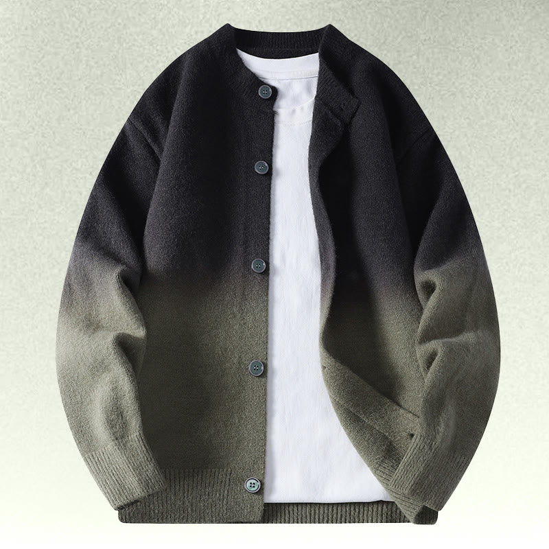 Zweiteiliger Cardigan mit Farbverlauf und Cordhose - Green Sweater - 4XL - image 11