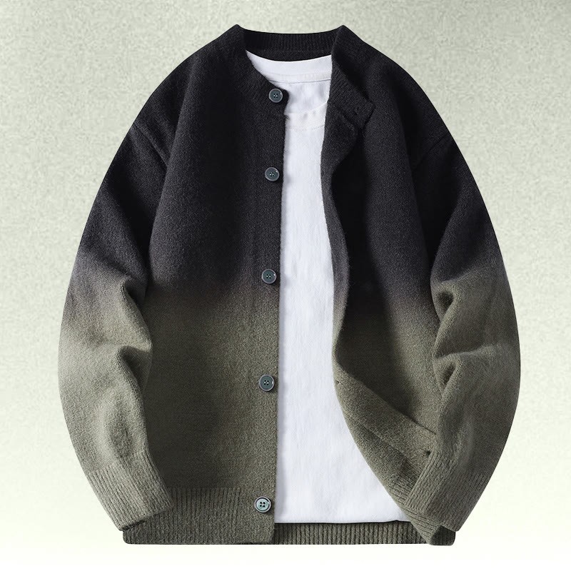 Zweiteiliger Cardigan mit Farbverlauf und Cordhose - Green Sweater - 4XL - image 11