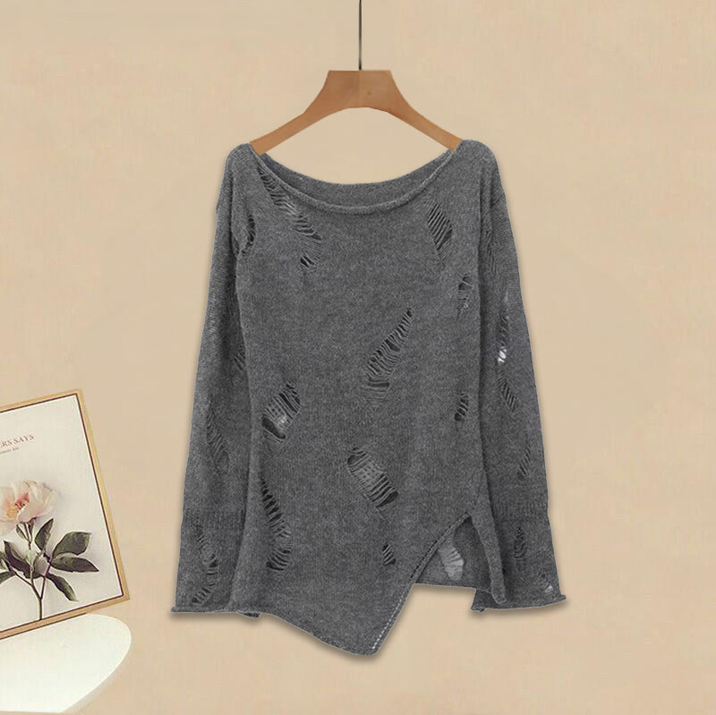 Zweiteiliger Pullover mit Kreuzstrickmuster und Hose mit weitem Bein - image 6