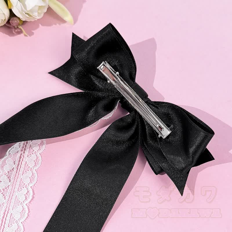 Süßes Mädchen Haarspange aus Spitze, Satin, langem Bänder und Schleife - image 4