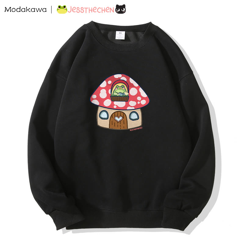 MODAKAWA X jessthechen Frog In Mushroom House Grafik-Sweatshirt - Black - 5XL - image 5